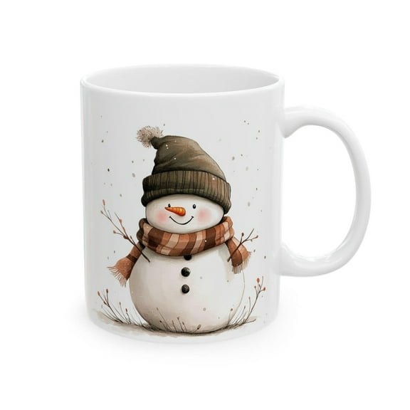 Snowman 1 Side Mug Frosty Snowman Cute Winter Holiday Coffee Cup Snow Theme Ceramic Mug for Hot Cocoa or Tea