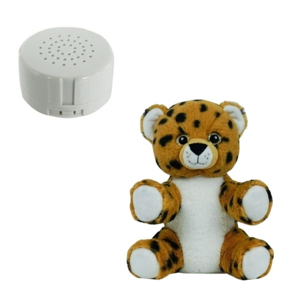 Plush Gear Cheetah 8" Stuffed Animal with Voice Recorder - Soft and Cuddly Toy for Kids