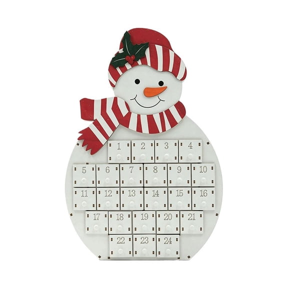 Snowman Advent Calendar with 24 Drawers, Fillable Wooden Christmas Countdown Decor, White