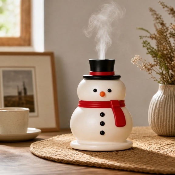 Snowman Aroma Diffuser, Christmas Themed Mist Humidifier 4.72 Inch Tabletop Decor for Bedroom Living Room Office Holiday Home Decoration Gift
