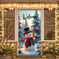thumbnail image 1 of Snowman Banner Winter Welcome Decoration Christmas Snowflake Polyester Fabric Sign for Holiday Party Indoor Outdoor, 1 of 9