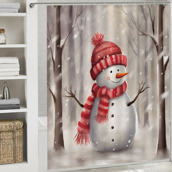 Snowman Bathroom shower curtain printed waterproof shower curtain  Home Sweet Home Waterproof Fabric Shower Curtain Bathtub Decor with Hooks