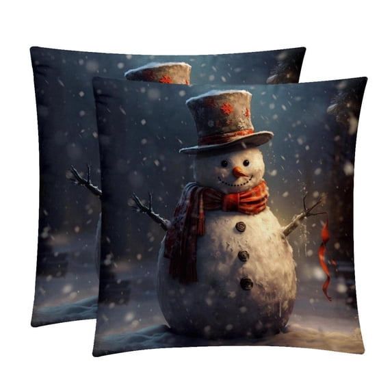 Snowman Bed Pillow Covers Set - 2 Decorative Throw Pillow Patterns - Available in 16x16, 18x18, and 20x20 Inches for Any Occasion - Decorative Pillows, Bed Pillow
