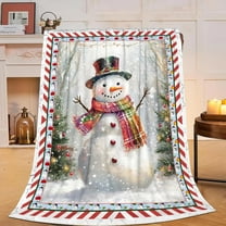 Snowman Blanket Super Soft Warm Christmas Gift for Women Women Cozy Fluffy Plush Winter Flannel Fleece Blankets for Users Adults 50"X40"