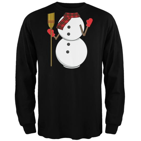 Snowman Body Costume Black Adult Long Sleeve T-Shirt - Medium