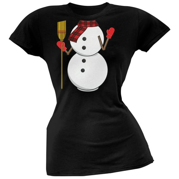 Snowman Body Costume Black Soft Juniors T-Shirt - X-Large