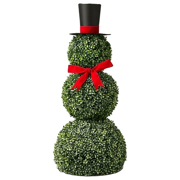 Snowman Boxwood Topiary Christmas Indoor/Outdoor Decoration, 23.62 Inch, by QYXQPYO