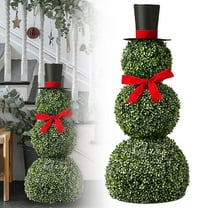 Snowman Boxwood Topiary Christmas Indoor/Outdoor Decoration, 28", by BCMMKLPP