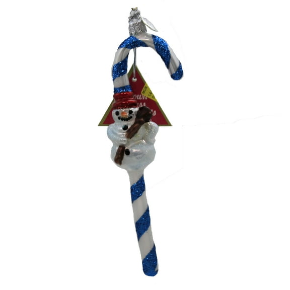 Snowman Candy Cane - 1 Ornament 7 Inch, Glass - Ornament Christmas Stripe Sweet 14473