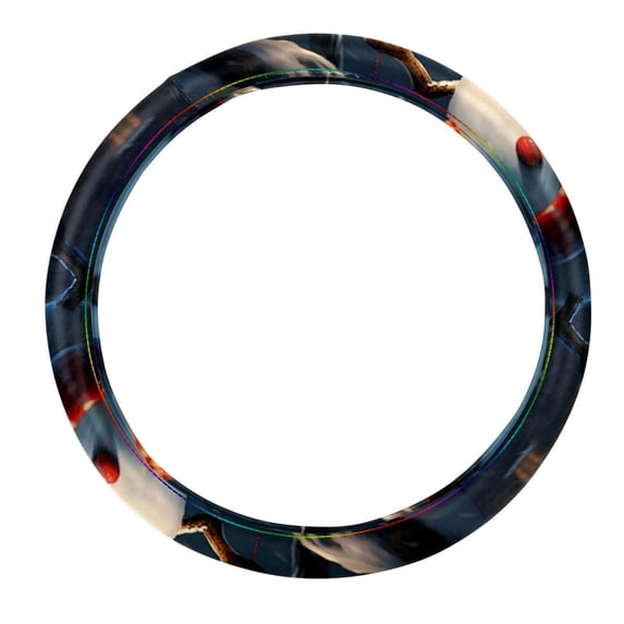 Snowman Car Wheel Cover 14.5 Inch, Printing, PVC Leather, Auto Accessories - Steering Wheel Cover