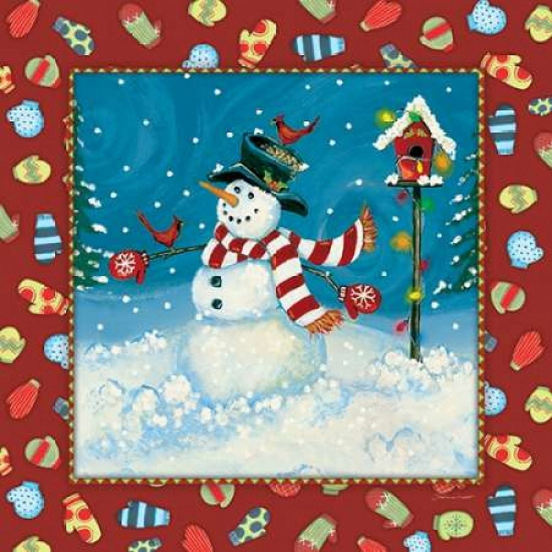 Snowman & Cardinals Canvas Art - Stephanie Marrott (24 x 24)