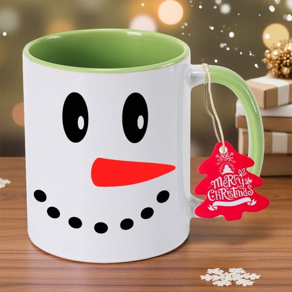 Snowman Ceramic Coffee Cup, Black Eyes Red Nose - Durable, Hand Wash Only, Non-Slip Round Design, Perfect for Home Kitchen, Birthday, Christmas, Halloween, Thanksgiving Gifts, Easter, Valentine's Day