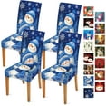 thumbnail image 1 of Snowman Chair Covers Set of 4, Stretchable Dining Chair Slipcovers with Snowflakes and Winter Trees for Christmas Holiday Decor, 1 of 8