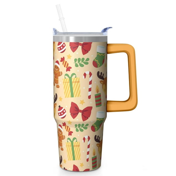 Snowman Christmas 30oz Holiday Travel Coffee Mug with Handle, Stainless Steel Insulated Tumbler with Straw, Winter Gift Cup for Adults