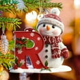 thumbnail image 1 of Snowman Christmas A-Z Letters Ornament, Cute Flat Acrylic Christmas Tree Letter Decoration Personalized Monogram Hanging Pendant, Indoor DIY Hanging Xmas Ornament, (R), 1 of 9