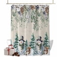 thumbnail image 1 of Snowman Christmas Bathroom Shower Curtain Winter Berries Xmas Tree Squirrels Rustic Waterproof Washable Shower Curtains for Bathtub Bath Decor with Grommets and Hook 36 X 72 Inch, 1 of 8