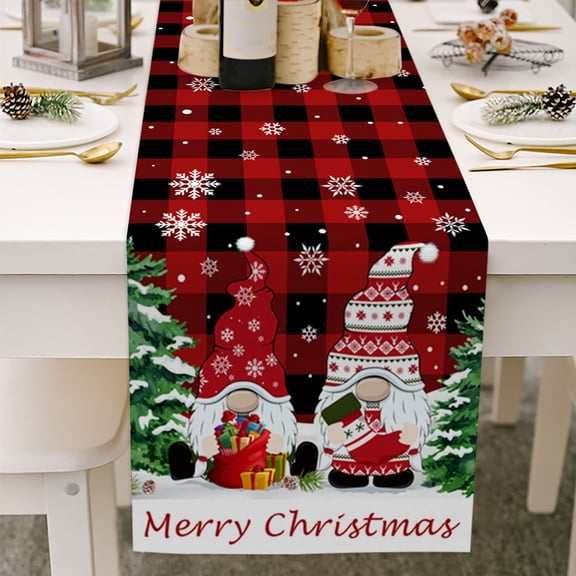 Snowman Christmas Birds Trees Table Runner, Seasonal Winter Xmas Holiday Kitchen Dining Table Decoration for Indoor Outdoor Home Party Decor 13 x 72 Inch