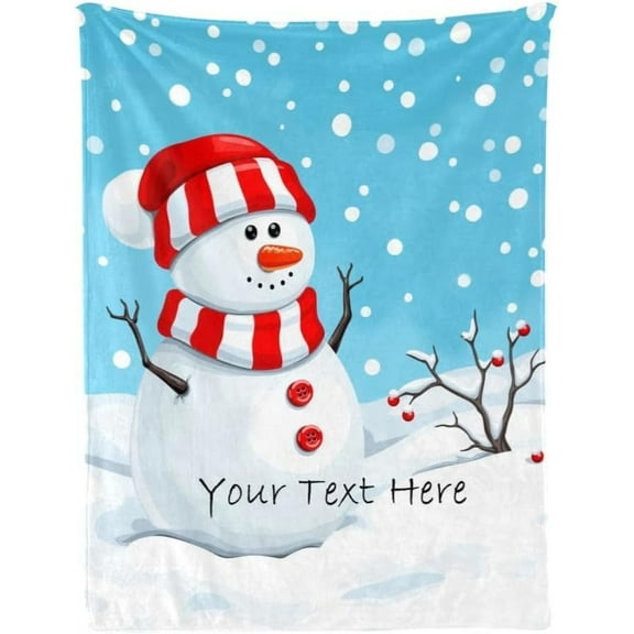 Snowman Christmas Blanket, Customized Blanket with Name, Personalized Blanket Throw Blankets for Adult Kid Christmas, 30" x 40"