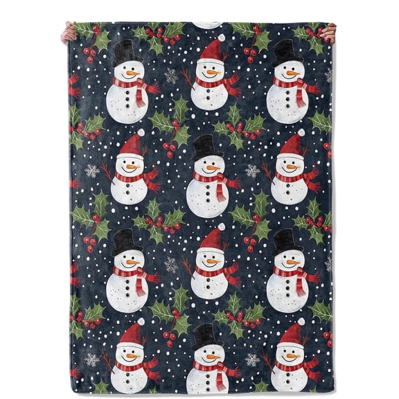 Snowman Christmas Blanket – Cute Winter Blanket – Cozy Festive Home Decor for Bedroom or Couch