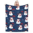 thumbnail image 1 of Snowman Christmas Blanket, Winter Holiday Snowflake Throw, Festive Red Bow Fleece Blanket for Christmas Home Decor Gift 50x40, 1 of 6