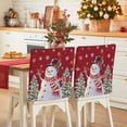 thumbnail image 1 of Snowman Christmas Chair Covers Set of 4 Winter Christmas Tree Snowflakes Red Chair Back Covers Stretch Removable Washable Slipcovers Protector for Dining Room Kitchen Party Decor, 1 of 5