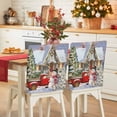 thumbnail image 1 of Snowman Christmas Chair Covers Set of 6 Winter Snowflakes House Truck Xmas Tree Chair Back Covers Stretch Removable Washable Slipcovers Protector for Dining Room Kitchen Party Decor, 1 of 5