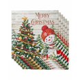 thumbnail image 1 of Snowman Christmas Cloth Napkins Set of 6 Reusable Dinner Napkins, Xmas Tree Ball Snowflake Winter Wooden Cocktail Napkin Washable Table Napkins for Wedding/Holiday Party/Baby Shower 20"x20", 1 of 7