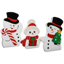 Snowman Christmas Decorations Indoor, Cute Wooden Snowman Centerpiece Blocks Winter Table Decor Xmas Decoration Indoor for Party Home Kitchen Office Shelf