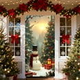 thumbnail image 1 of Snowman Christmas Door Cover, 35 x 71 in Front Door Hanging Cloth, Tree Snowman Banner, Winter Snowscene, House Backdrop, Porch Photography Background Prop, Christmas New Year Home Decor, 1 of 6