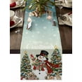 thumbnail image 1 of Snowman Christmas Dresser Scarf Farmhouse, Dining Table Decorations for Wedding/Parties, Teal Xmas Tree Winter Gifts Snowflake Table Runner 72 Inches Long for Kitchen Dining, 18 x 72 In, 1 of 9