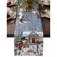 thumbnail image 1 of Snowman Christmas Dresser Scarf Farmhouse, Dining Table Decorations for Wedding/Parties, Xmas Tree Gifts Snowflake Winter Table Runner 108 Inches Long for Kitchen Dining, 13 x 108 In, 1 of 9