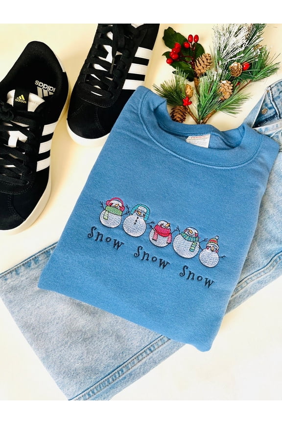 Snowman Christmas Embroidered Crewneck