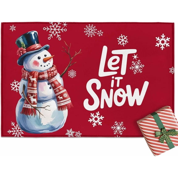 Snowman Christmas Entrance Floor Mat Non Slip Snowflake Welcome Doormat for Bathroom Kitchen Home Front Decor 16x24 Inch