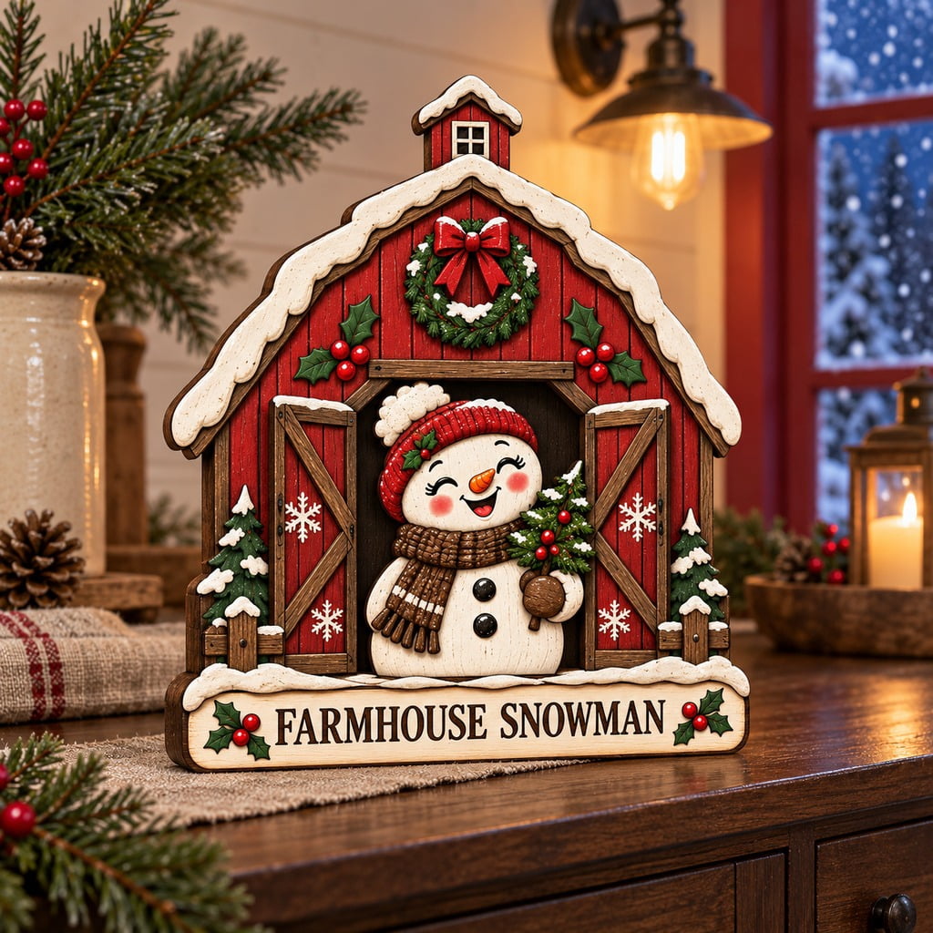 Snowman Christmas Farmhouse Wooden Block 3 Layer Decor - Walmart.com