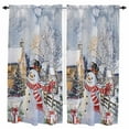thumbnail image 1 of Snowman Christmas Kitchen Curtain 2 Panels Curtains 72 Inch Length, Farmhouse Xmas Tree Snowflake Curtains Rod Pocket Curtains Window Drapes Treatment Window Cafe Curtains, 1 of 5