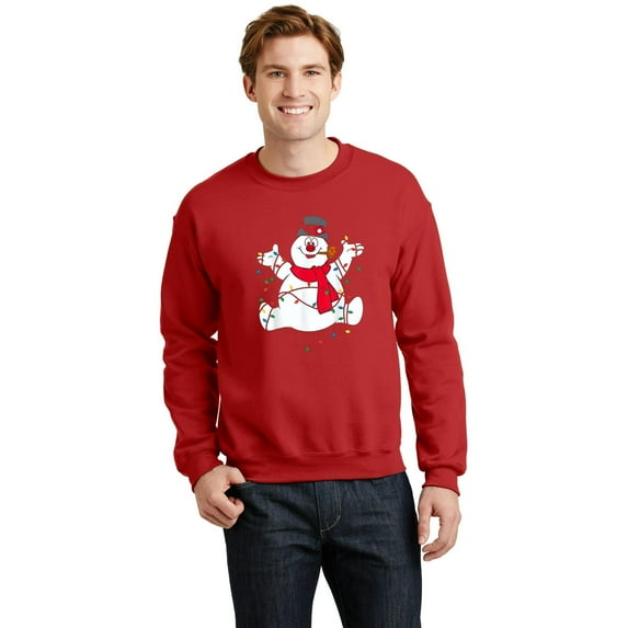 Snowman Christmas Lights Funny Holiday Portrait Graphic - Eco-friendly InkPerfect for Any Occasion SW3321 Unisex Sweatshirt, Up to Size 5XL