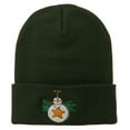 thumbnail image 1 of Snowman Christmas Ornament Embroidered Beanie - Olive OSFM, 1 of 5