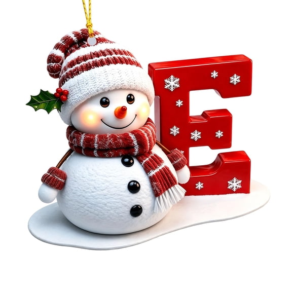 Snowman Christmas Ornaments,Personalized Letter Ornaments for Christmas Tree, Initial Ornament, 26 Letter Ornament for DIY Hanging Xmas Decor, Cute Snowman Decoration, Gift for Family Friends
