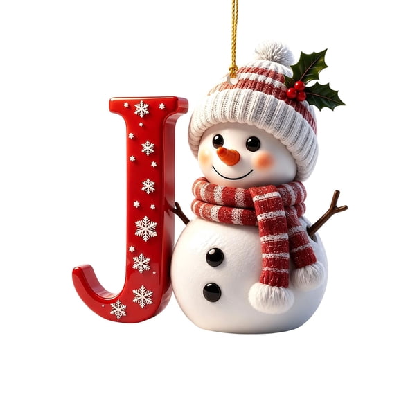 Snowman Christmas Ornaments,Personalized Letter Ornaments for Christmas Tree, Initial Ornament, Letter Ornament for DIY Hanging Xmas Decor, Cute Snowman Decoration, Gift for Family Friends 1 pcs