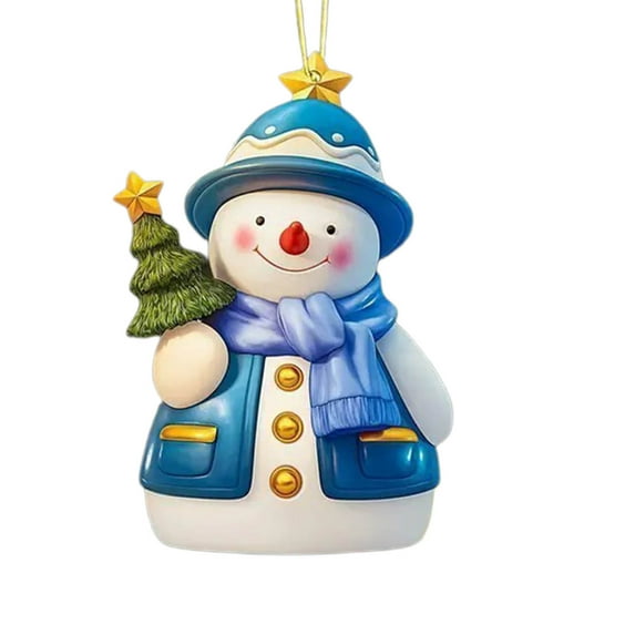 Snowman Christmas Pendant Acrylic Flat Snowman Hanging Decoration for Christmas Tree Home Party Decor (C)