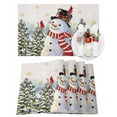 thumbnail image 1 of Snowman Christmas Placemats Set of 4 Winter Christmas Tree Snowflakes Linen Heat Insulation Washable Place Mats, Rustic Non-Slip Table Mats for Dining Table Party Kitchen Decor,13x19 Inch, 1 of 4
