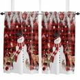 thumbnail image 1 of Snowman Christmas Red Black Kitchen Curtain 2 Panels Curtains 45 Inch Length, Xmas Elk Snowflake Tree Leaves Plaid Curtains Rod Pocket Curtains Window Drapes Treatment Window Cafe Curtains, 1 of 5