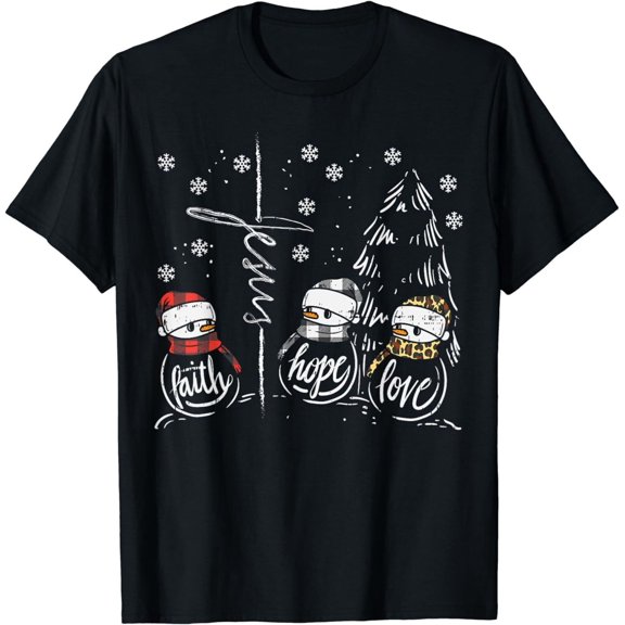 Snowman Christmas Shirt With Love Hope Joy Holiday Graphic