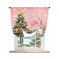 thumbnail image 1 of Snowman Christmas Tie Up Curtains for Windows 63 Inch Length Balloon Curtains Kitchen Adjustable Balloon Window Shade Green Xmas Tree Ball Snowflake Winter Tie Up Bathroom Curtain Window 46"x63", 1 of 6