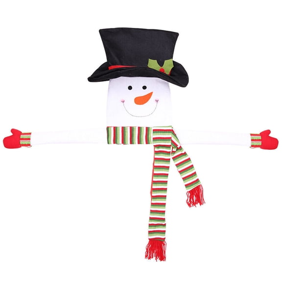 Snowman Christmas Tree Topper Winter Holiday Xmas Tree Decoration Top Cover Hat-Large(Green scarf)