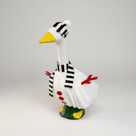 Snowman Costume Set and Porch Decoration for Winter Outdoor Atmosphere with Red and Black Scarf and Hat for Holiday Party