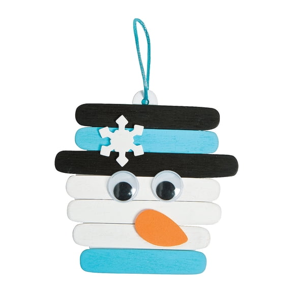 Snowman Craft Stick Ornament Craft Kit, Makes 12, Craft Kits, Winter, 12 Pieces