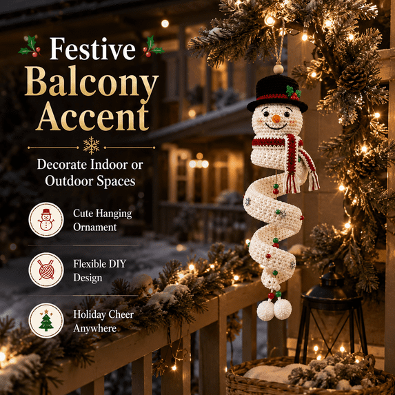 Snowman Crochet Christmas Tree Kit, Holiday DIY Craft Set for Handmade Festive Decor, Creative Crochet Project for Home Tabletop and Shelf Display, Cozy Winter Ornament Making, Style D