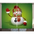 thumbnail image 1 of Ambesonne Snowman Curtains 2 Panel Set, 3D Traditional Mascot, 108" x 63", Green Red White, 1 of 3