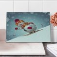 thumbnail image 1 of Snowman Cutting Board, Skiing Snowman in 3D Style with Ornate Snowflakes Winter Outdoors Activity Fun, Decorative Tempered Glass Cutting and Serving Board, Small Size, Multicolor, by Ambesonne, 1 of 1